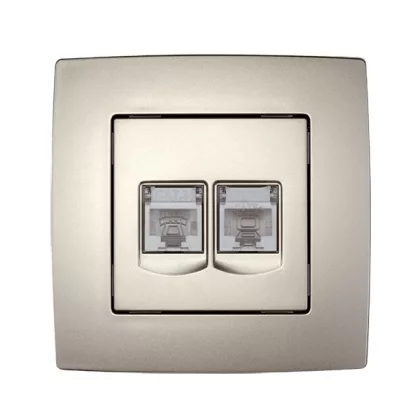 ELMARK "City" süllyesztett telefon és informatikai csatlakozóaljzat RJ11+RJ45, metál pezsg