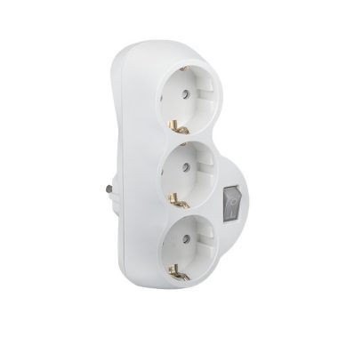 ELMARK hálózati 3-as elosztó kapcsolóval, fehér, 16A, 3500W