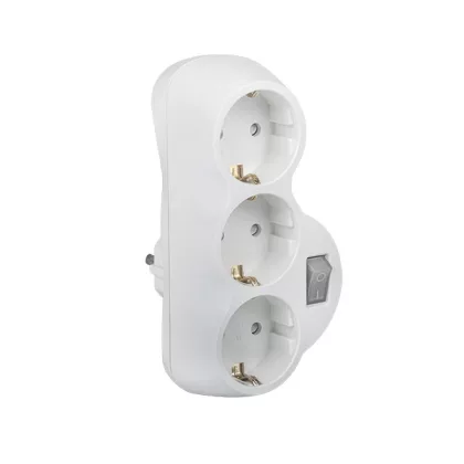   ELMARK hálózati 3-as elosztó kapcsolóval, fehér, 16A, 3500W