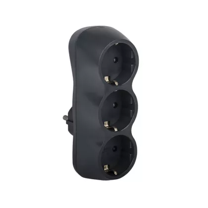 ELMARK hálózati 3-as elosztó, grafit, 16A, 3500W