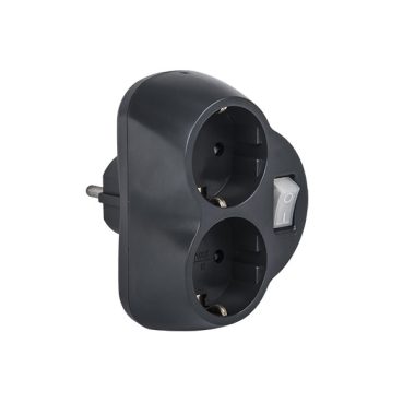 ELMARK hálózati 2-es elosztó kapcsolóval, grafit, 16A, 3500W