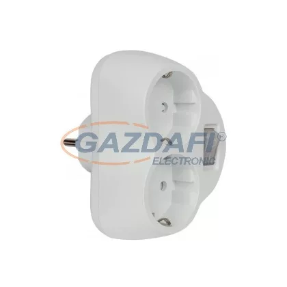   ELMARK hálózati 2-es elosztó kapcsolóval, fehér, 16A, 3500W