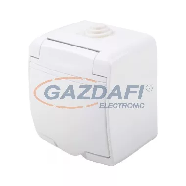 ELMARK csapfedeles, vízálló dugalj, falon kívüli, IP44, fehér