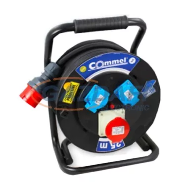 COMMEL 200-390 kábeldobos hosszabbító H07RN-F 5G2.5, 25m, fekete, IP44