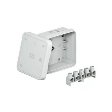 OBO 2000024 A 8 5 Kábel-Leágazódoboz sorkapoccsal 75x75x36mm világosszürke IP55 polietilén