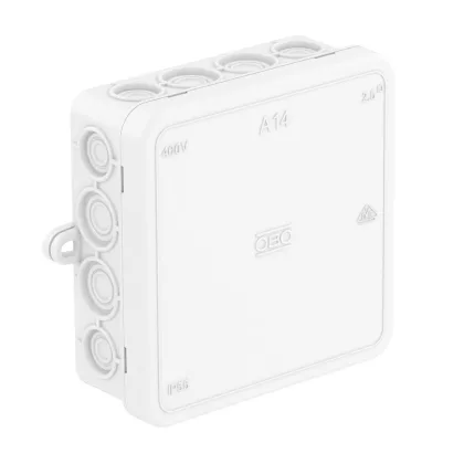 OBO 2000390 A 14 HF RW Leágazódoboz 100x100x38mm hófehér IP55 polietilén
