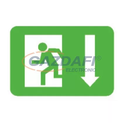   Menekülési útvonal "le" Utánvilágító öntapadó felirat, 200x150mm