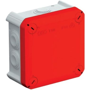 OBO 2007638 T 60 RO-LGR Cutie de joncțiune cu cabluri, cu capac, roșu 114x114x57mm polipropilenă