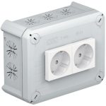   OBO 2007821 T 100 2MSD WS Junction box with 2 white sockets 150x116x67mm light gray polypropylene