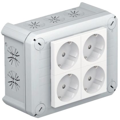   OBO 2007825 T 100 4MSD WS Junction box with 4 white sockets 150x116x67mm light gray polypropylene