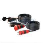   COMMEL 220-301 ipari hosszabbító kábel dugóval és aljzattal, 5m, 16A 250V~3500W, H07RN-F 3x1.5, fekete, IP44