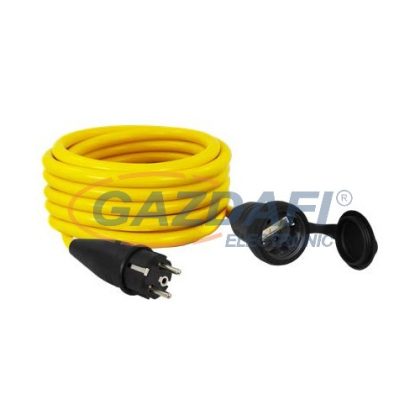   COMMEL 220-701 ipari hosszabbító kábel dugóval és aljzattal, 5m, 16A 250V~3500W, AT N07V3V3-F 3x1.5, sárga, IP44