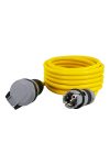 COMMEL 220-761 hosszabbító kábel dugóval és aljzattal, 5m, 16A 250V~3500W, N07V3V3-F 3x2.5, sárga, IP54