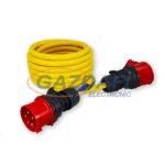   COMMEL 221-102 Ipari hosszabbító kábel dugóval és aljzattal, 10m, 16A, 400V~10500W, AT N07V3V3-F 5x2.5, sárga, IP44