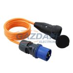   COMMEL 221-213 "Marinko" hosszabbító kábel dugóval és aljzattal, 1.5m, 16A 250V~3500W, Marinflex 3x1.5, narancs, 3P, IP44