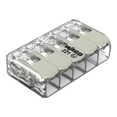 Wago 221-485 Vezeték összekötő rögzítő-leválasztókkal; minden vezetéktípushoz; robbanásbiztos alkalmazásokhoz; max. 4 mm²; 5 vezeték