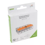   Wago 221-615/995-006 Vezeték összekötő rögzítő-leválasztókkal; minden vezetéktípushoz; max. 6 mm²; 5 vezeték; áttetsző készülékház