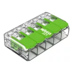   Wago 221-625 Vezeték összekötő rögzítő-leválasztókkal; minden vezetéktípushoz; max. 6 mm²; 5 vezeték; áttetsző készülékház; 