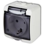   GAO 22111 Aquastar földelt csf. dugaszolóaljzat, 1-es, gyv., átlátszó IP44