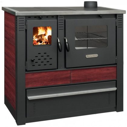   SOBA PE LEMNE CU PLITA SG PRO 2211486 Panonia , rosu, iesire pe dreapta, 60 m 2