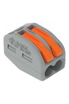 Wago 222-412 Vezeték összekötő rögzítő-leválasztókkal; minden vezetéktípushoz; max. 4 mm²; 2 vezeték; szürke készülékház