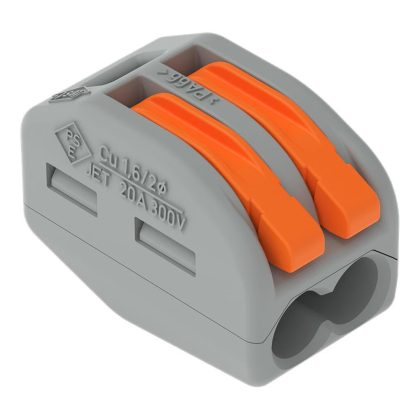   Wago 222-412 Vezeték összekötő rögzítő-leválasztókkal; minden vezetéktípushoz; max. 4 mm²; 2 vezeték; szürke készülékház