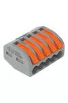 Wago  222-415 Vezeték összekötő rögzítő-leválasztókkal; minden vezetéktípushoz; max. 4 mm²; 5 vezeték; szürke készülékház
