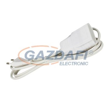 COMMEL 223-102 hosszabbító kábel dugóval és aljzattal „EURO”, 4m, 2.5A 250V, H03VVH2-F 3x0,75, fehér