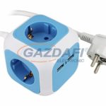   COMMEL 234-161 elosztó USB porttal, 4 dugaljas, 1.4m, 16A 250V~3500W, H05VV-F 3x1.5, „kocka”