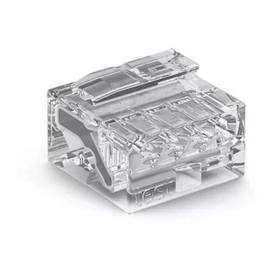 Wago 243-144 PUSH WIRE® vezeték összekötő; tömör vezetékeknek; max. 0,5 mm Ø; 4 vezeték; áttetsző készülékház; világosszürke fedél