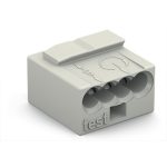   Wago 243-304 MICRO PUSH WIRE® csatlakozó kötődobozokhoz; tömör vezetékeknek; max. 0,8 mm Ø; 4 vezeték; világosszürke készülékház; világosszürke fedél