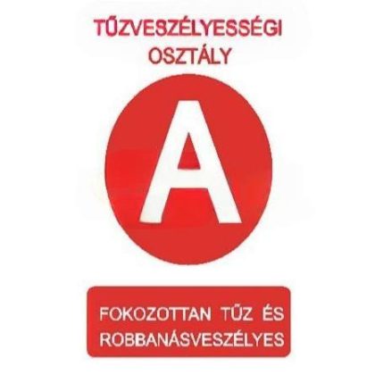   "Tűzveszélyességi osztály A" Utánvilágító tábla, 175x250mm