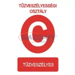   "Tűzveszélyességi osztály C" Utánvilágító tábla, 175x250mm