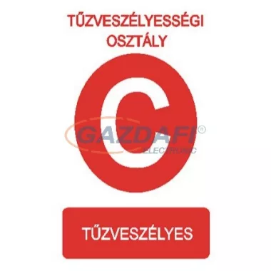 "Tűzveszélyességi osztály C" Utánvilágító tábla, 175x250mm