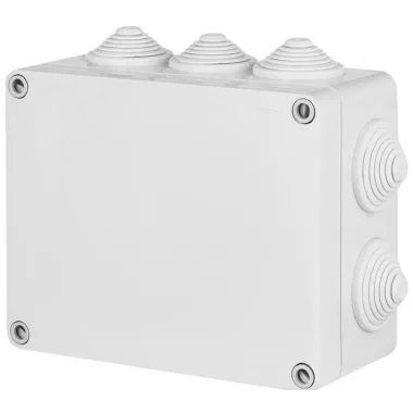 Cutie de joncțiune ELEKTRO-PLAST 2716-02 cu 10 intrări de cablu conic, capac cu șurub, 249x198x81mm, gri, IP55