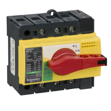 SCHNEIDER 28918 Interpact INS63 3P piros kapcsoló sárga homloklap
