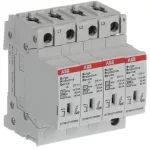   ABB 2CTB815710R2300 OVR T1-T2 4L 12.5-275s P QS túlfeszültség levezető, 1+2(B+C) osztály, 4P, 12,5 kA, Up = 1,1 kV, Un = 230 V, Uc = 275 V, dugaszolható