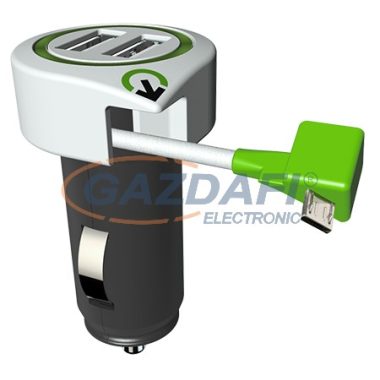 Autós USB töltő "Triple USB Car Charger Micro USB Connector"