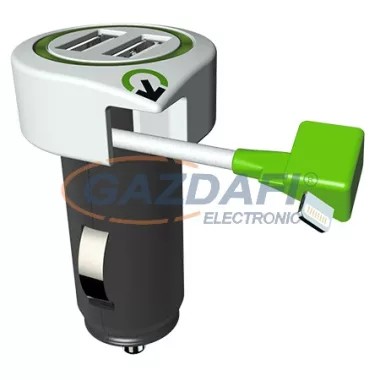 Autós USB töltő "Triple USB Car Charger Lightning Connector"