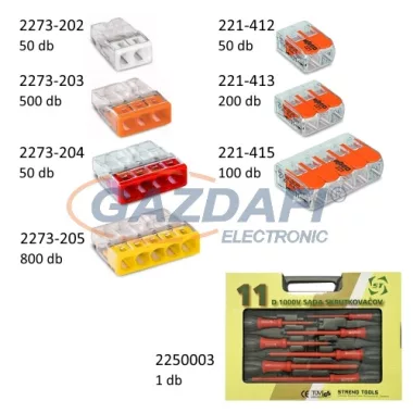WAGO 1750 db-os vezeték összekötő csomag + 1000V csavarhúzókészlettel