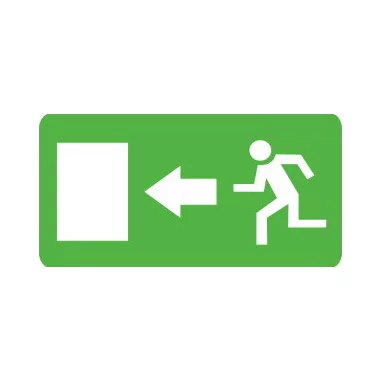 "Kijárat balra" Utánvilágító öntapadó felirat, 300x100mm