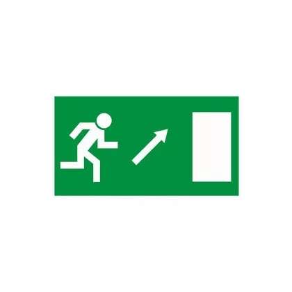   "Kijárat jobbra fel" Utánvilágító öntapadó felirat, 300x100mm