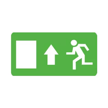 "Kijárat felfele" Utánvilágító öntapadó felirat, 300x100mm