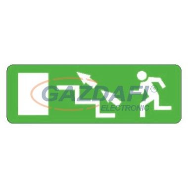 "Kijárat lépcsőn felfele balra" Utánvilágító tábla, 300x100mm