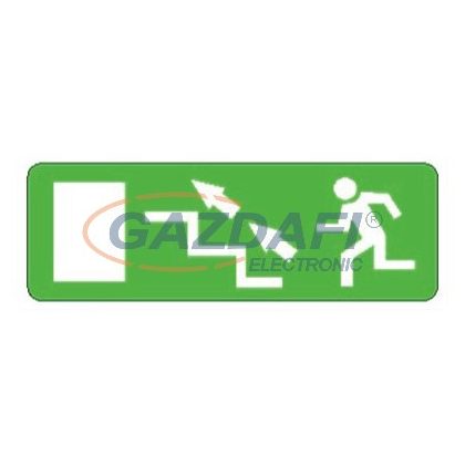   "Kijárat lépcsőn felfele balra" Utánvilágító tábla, 300x100mm