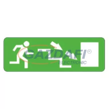 "Kijárat lépcsőn lefele jobbra" Utánvilágító tábla, 300x100mm