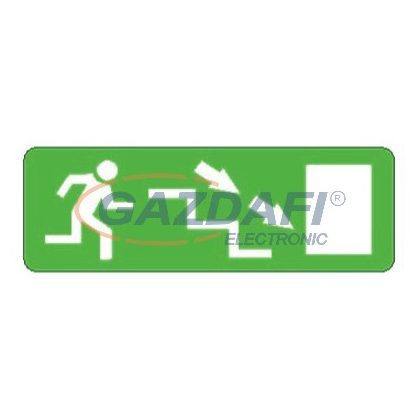   "Kijárat lépcsőn lefele jobbra" Utánvilágító tábla, 300x100mm