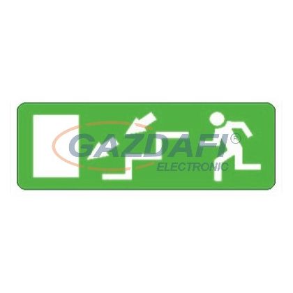   "Kijárat lépcsőn lefele balra" Utánvilágító tábla, 300x100mm