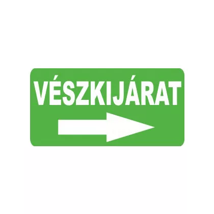   "Vészkijárat jobbra" Utánvilágító öntapadó felirat, 300x100mm