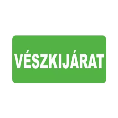 "Vészkijárat" Utánvilágító öntapadó felirat, 300x100mm